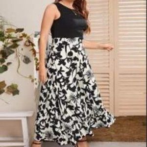 Floral Print A-Line Dress Plus Size 20